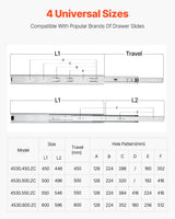 VEVOR Drawer Cabinet Slides Side Mount 22 inch 10 Pairs 100 LB Load Replacement