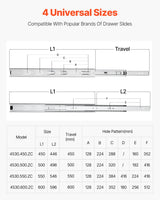 VEVOR Drawer Cabinet Slides Side Mount 22 inch 10 Pairs 100 LB Load Replacement - Front View