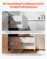 VEVOR Drawer Cabinet Slides Side Mount 22 inch 10 Pairs 100 LB Load Replacement - 45-Degree Angle