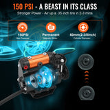 VEVOR Onboard Air Compressor Kit 150PSI Offroad Air Compressor Portable Tire Inflator Heavy Duty 3.5CFM Air Pump for Jeep SUV 4x4 Vehicle Compatibility with Air tools, Air horns, Lockers - Side View
