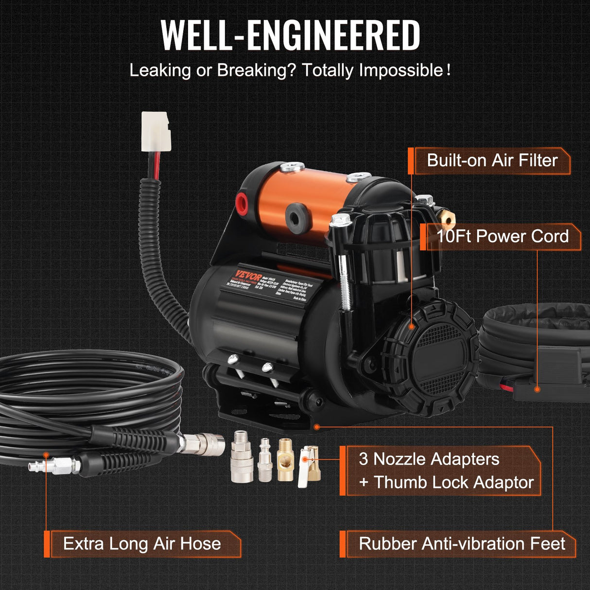 VEVOR Onboard Air Compressor Kit 150PSI Offroad Air Compressor Portable Tire Inflator Heavy Duty 3.5CFM Air Pump for Jeep SUV 4x4 Vehicle