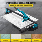 VEVOR Tile Cutter 24in Cutting Tool w/ Laser Guide Single Rail Double Brackets - Front View