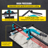 VEVOR Tile Cutter 24in Cutting Tool w/ Laser Guide Single Rail Double Brackets