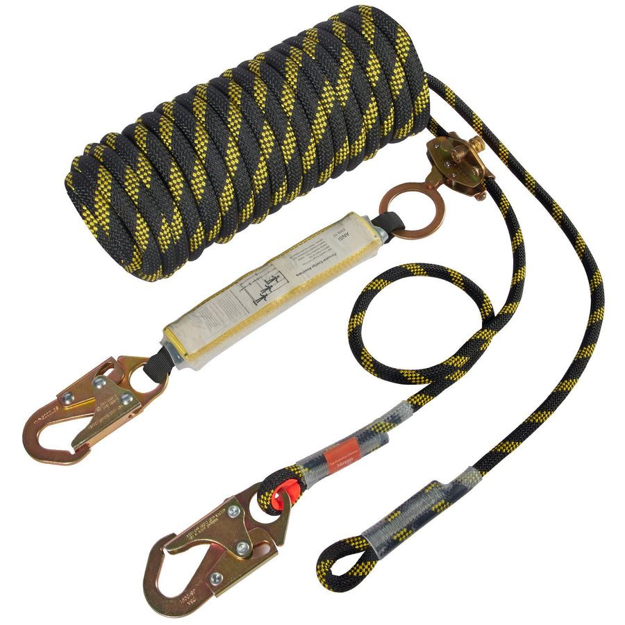 Vertical Lifeline Assembly 0.55'' x 100' Fall Protection Rope 30 KN ANSI
