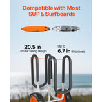 Kayak Cart, 68.0 kg Load Capacity, Stand Up Paddle Board Trolley with 25.4 cm Solid Rubber Tires & Kickstands, Paddle Board Carrier with Ratchet Strap for Paddleboard & Surfboard Transport