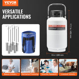 Liquid Nitrogen Tank, 3 L Aluminum Alloy Liquid Nitrogen Container, LN2 Tank Dewar with 6 Canisters and Carry Bag with Straps, Cryogenic Tank for Beauty Industry, Semen Preservation, Scientific - Close-Up Angle