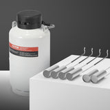 Liquid Nitrogen Tank, 3 L Aluminum Alloy Liquid Nitrogen Container, LN2 Tank Dewar with 6 Canisters and Carry Bag with Straps, Cryogenic Tank for Beauty Industry, Semen Preservation, Scientific - Low Angle