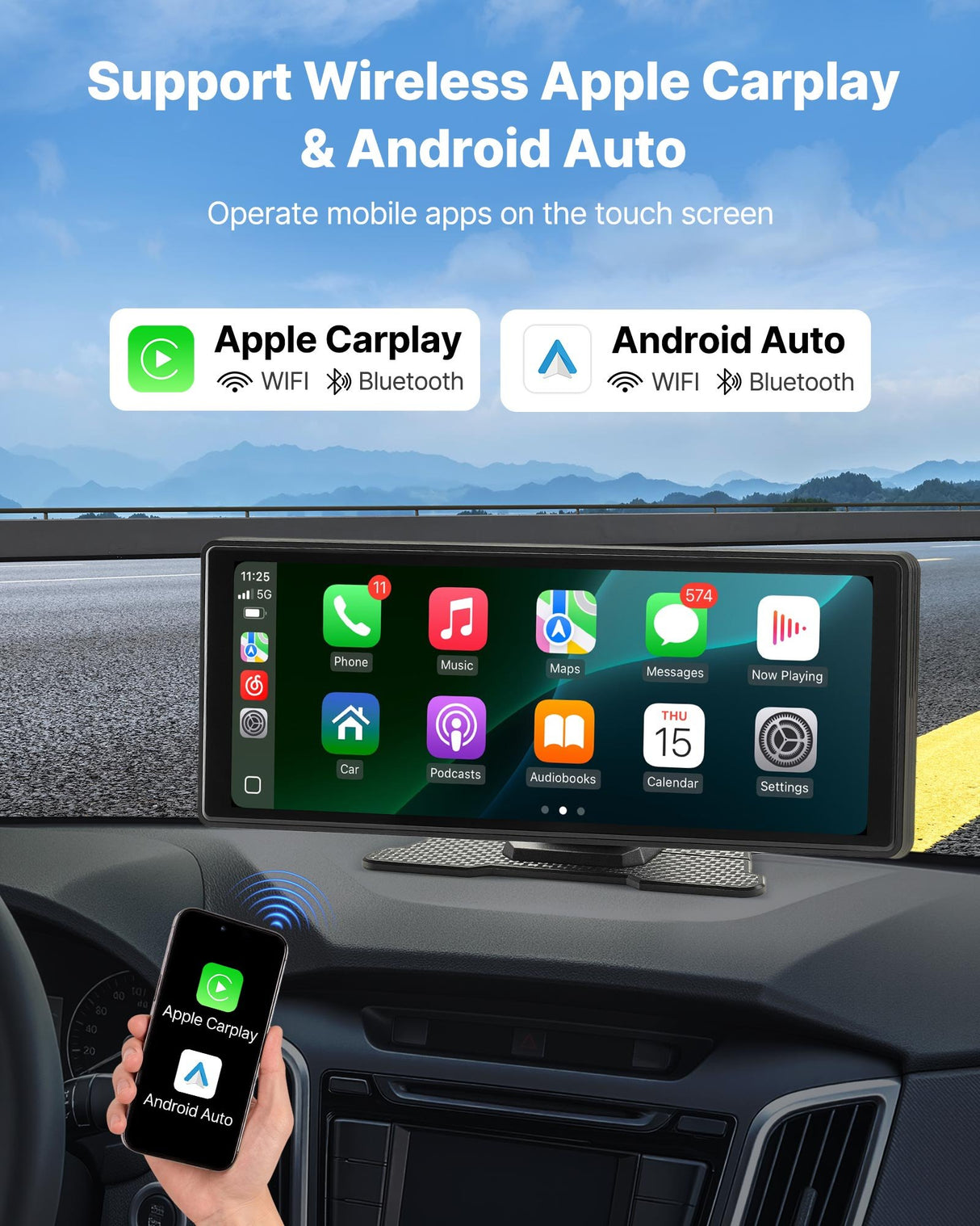 VEVOR Car Stereo Radio CarPlay Touchscreen 254 mm Apple Android Auto Bluetooth