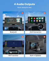 VEVOR Car Stereo Radio CarPlay Touchscreen 254 mm Apple Android Auto Bluetooth - Top-Down View