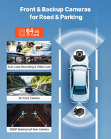 VEVOR Car Stereo Radio CarPlay Touchscreen 254mm Apple Android Front/Rear Camera - Top-Down View
