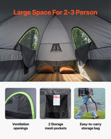 VEVOR Truck Tent 8.0-8.2ft Waterproof PU2000 Truck Bed Camping Tent 2-3 Person - Rear View