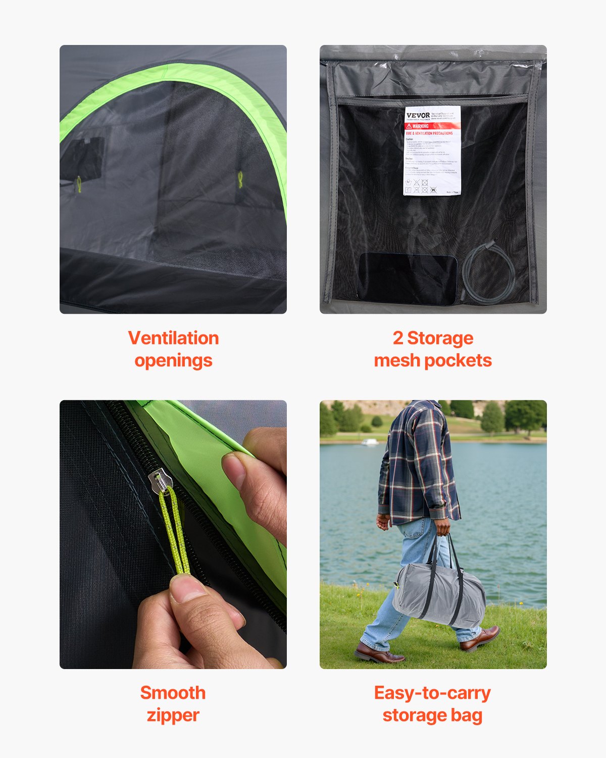 VEVOR Truck Tent 5.0-5.2ft Waterproof PU2000 Truck Bed Camping Tent 2-3 Person