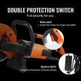 VEVOR Electric Concrete Saw, 9 in, 2000 W 15 A Motor Circular Saw Cutter with 3.5 in Cutting Depth, Wet/Dry Disk Saw Cutter Includes Water Line, Pump and Blade, for Stone, Brick - 45-Degree Angle