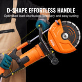 VEVOR Electric Concrete Saw, 9 in, 2000 W 15 A Motor Circular Saw Cutter with 3.5 in Cutting Depth, Wet/Dry Disk Saw Cutter Includes Water Line, Pump and Blade, for Stone, Brick - Rear View