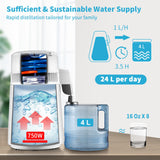 VEVOR 4L Water Distiller 1L/H Distilled Water Maker Timing & Temp Display White - Side View