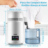 VEVOR 4L Water Distiller 1L/H Distilled Water Maker Timing & Temp Display White - Close-Up Angle