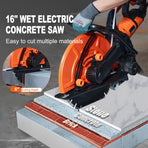 Electric Concrete Saw, 16 in, 2800 W 15 A Motor Circular Saw Cutter with Max. 6 in Adjustable Cutting Depth,, Adjustable