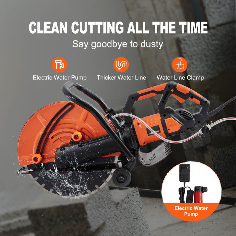 Electric Concrete Saw, 16 in, 2800 W 15 A Motor Circular Saw Cutter with Max. 6 in Adjustable Cutting Depth,, Electric