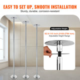 VEVOR Professional Dancing Pole, Spinning Static Dancing Pole Kit, Portable Removable Pole, 45mm Heavy-Duty Stainless Steel Pole, Height Adjustable Fitness Pole, for Exercise Home Club Gym, Silver - 45-Degree Angle