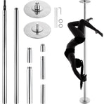 Professional Dancing Pole, Spinning Static Dancing Pole Kit, Portable Removable Pole, 45mm Heavy-Duty Stainless Steel Pole, Height Adjustable Fitness Pole, for Exercise Home Club Gym, Silver