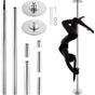 Professional Dancing Pole, Spinning Static Dancing Pole Kit, Portable Removable Pole, 45mm Heavy-Duty Stainless Steel Pole, Height Adjustable Fitness Pole, for Exercise Home Club Gym, Silver
