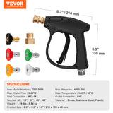 VEVOR 1/4'' High Pressure Washer Gun 4350PSI Power Wash Foam Spray w/ Nozzle - Close-Up Angle