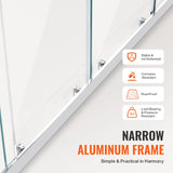 VEVOR Semi-frameless Double Sliding Shower Door SGCC Tempered Glass 1/4" Chrome