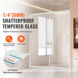 VEVOR Semi-frameless?Shower Door 57.7-59"?x 70"?SGCC Tempered Glass 1/4"?Chrome