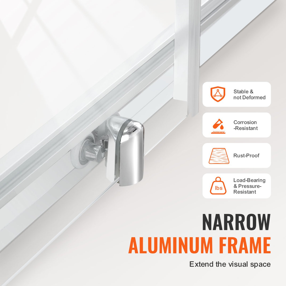 VEVOR Semi-frameless?Shower Door 57.7-59"?x 70"?SGCC Tempered Glass 1/4"?Chrome