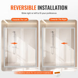 VEVOR Semi-frameless?Shower Door 57.7-59"?x 70"?SGCC Tempered Glass 1/4"?Chrome