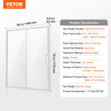 VEVOR Semi-frameless?Shower Door 57.7-59"?x 70"?SGCC Tempered Glass 1/4"?Chrome