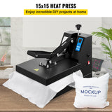 VEVOR Heat Press 15X15 Inch Heat Press Machine Industrial Quality Power T Shirt Heat Press Sublimation Machine Clamshell Heat Press Machine for T