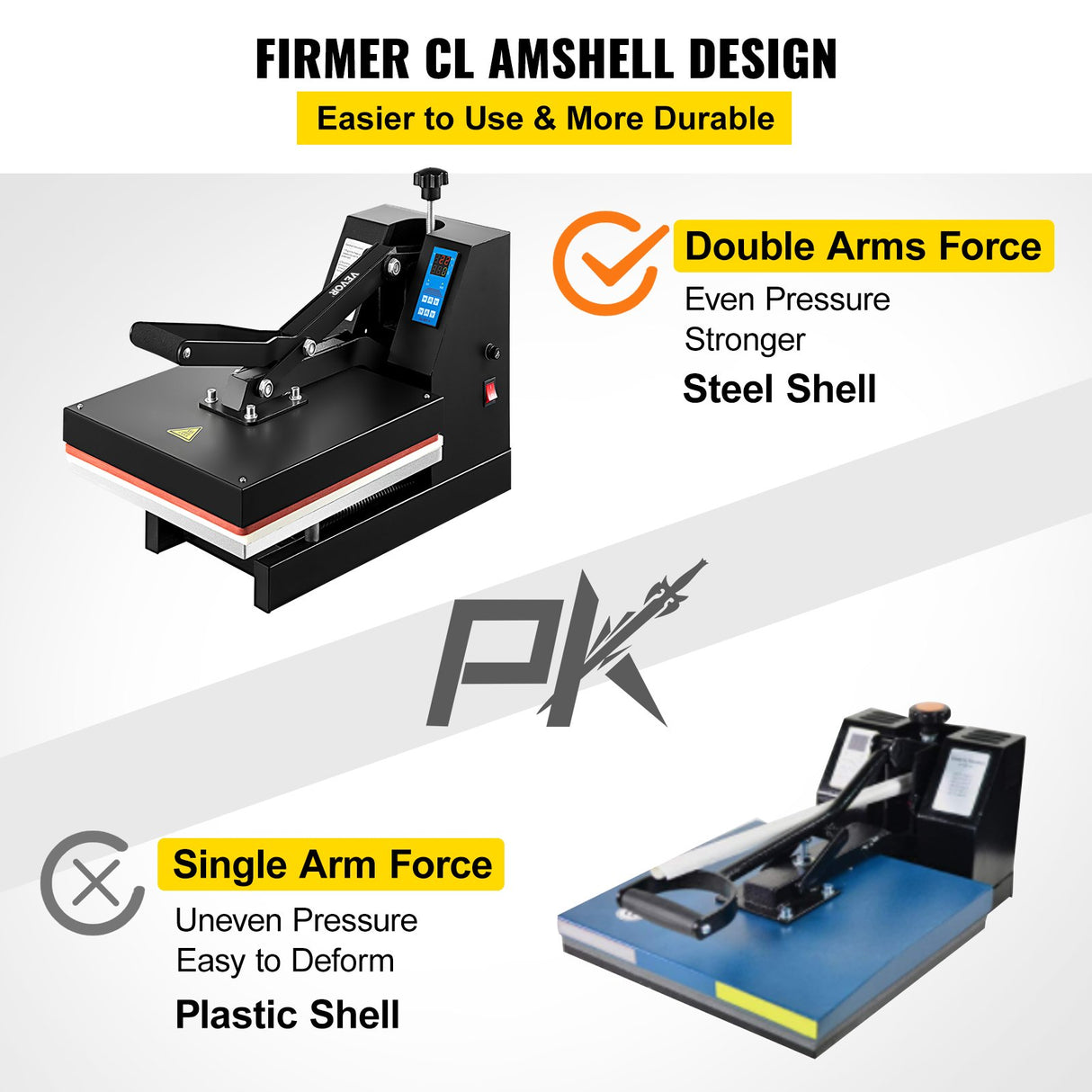 VEVOR Heat Press 15X15 Inch Heat Press Machine Industrial Quality Power T Shirt Heat Press Sublimation Machine Clamshell Heat Press Machine for T