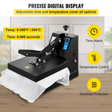 VEVOR Heat Press 15X15 Inch Heat Press Machine Industrial Quality Power T Shirt Heat Press Sublimation Machine Clamshell Heat Press Machine for T Shirts - 45-Degree Angle