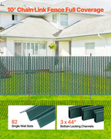 Bottom Locking Privacy Slats, Single-Wall Vertical Bottom-Locking Slats for Chain-Link Fence, High-Density HDPE Chain Link Slats Ideally Fit 1.2 m High Fence for Garden Farm Sports Field(Green)