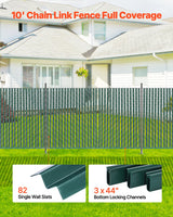 VEVOR Bottom Locking Privacy Slats, Single-Wall Vertical Bottom-Locking Slats for Chain-Link Fence, High-Density HDPE Chain Link Slats Ideally Fit 1.2 m High Fence for Garden Farm Sports Field(Green) - 45-Degree Angle