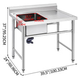 VEVOR Handmade Sink Non-magnetic Stainless Steel Kitchen Sink Hand Made 1 Compartment 40.6 x 39.4 x 25.4 cm Capacity Huge Tub Sink with Right Hand