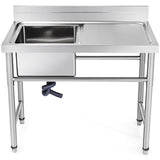 VEVOR Handmade Sink Non-magnetic Stainless Steel Kitchen Sink Hand Made 1 Compartment 40.6 x 39.4 x 25.4 cm Capacity Huge Tub Sink with Right Hand
