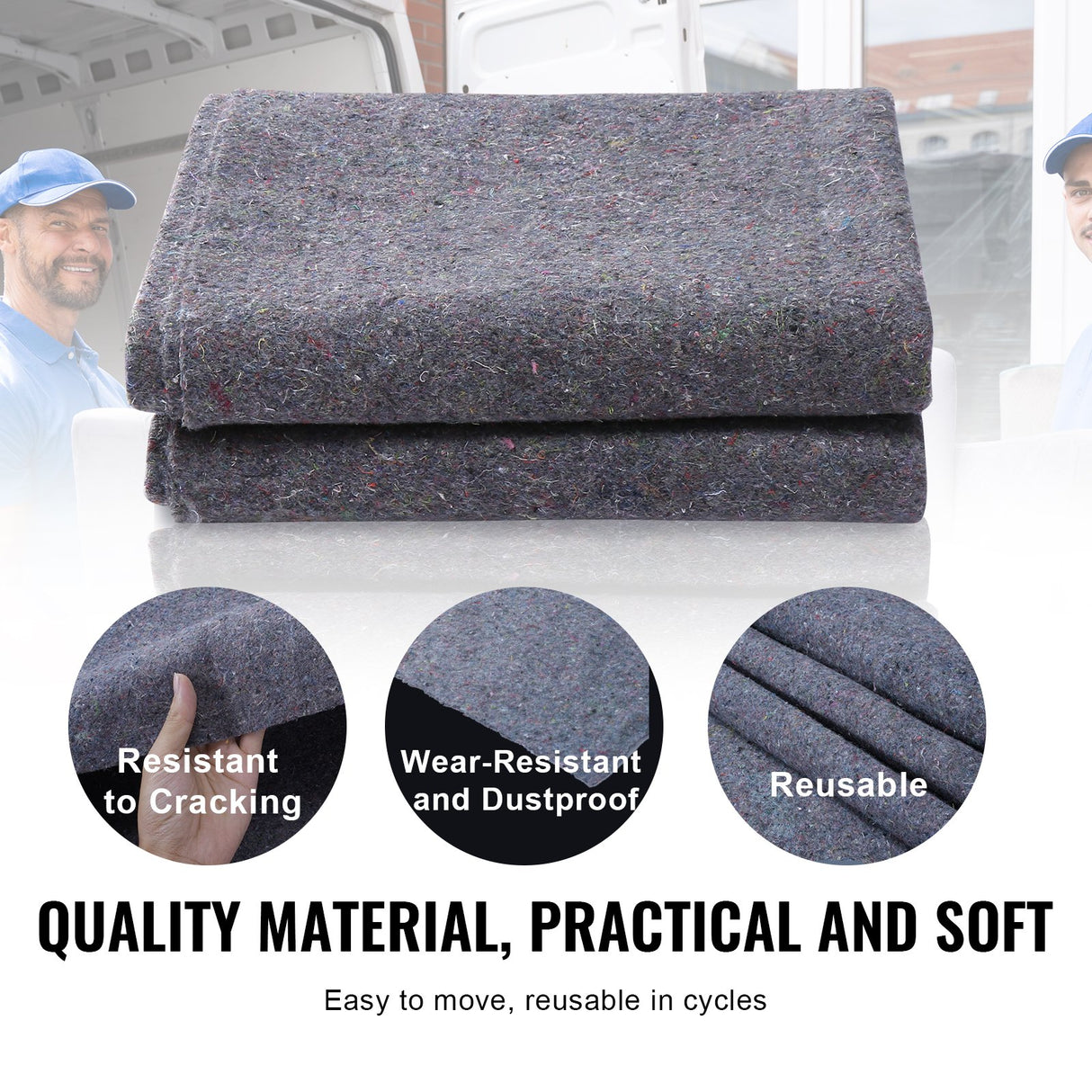Moving Blankets, 72" x 54", 21 lbs/dz Weight, 24 Packs, Professional Recycled Cotton Packing Blanket, Large Heavy Duty Shipping Mover Pads Perfect for Protecting Furniture, Floors, Appliances