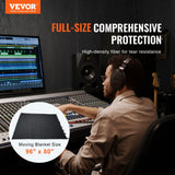 VEVOR Sound Dampening Blanket, 2438 x 2032 mm Extra Large Studio Grommeted Soundproof Blanket with Grommets, Light Blocker for Door Acoustic Noise Blocking Blanket Studio Sound Absorption Sheet, Black - Front View