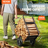 VEVOR Firewood Log Cart Wood Mover Hauler 250 lbs Capacity on PU Wheels Dolly - Front View