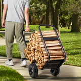 VEVOR Firewood Log Cart Wood Mover Hauler 250 lbs Capacity on PU Wheels Dolly - Low Angle