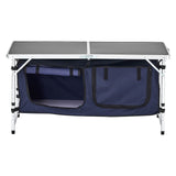 Camping Kitchen Table, Folding Outdoor Cooking Table, 3 Adjustable Height, Aluminum Lightweight Portable Cook Station with Storage Organizer, Carry Handle, for BBQ Party Picnic RV Travel, Blue