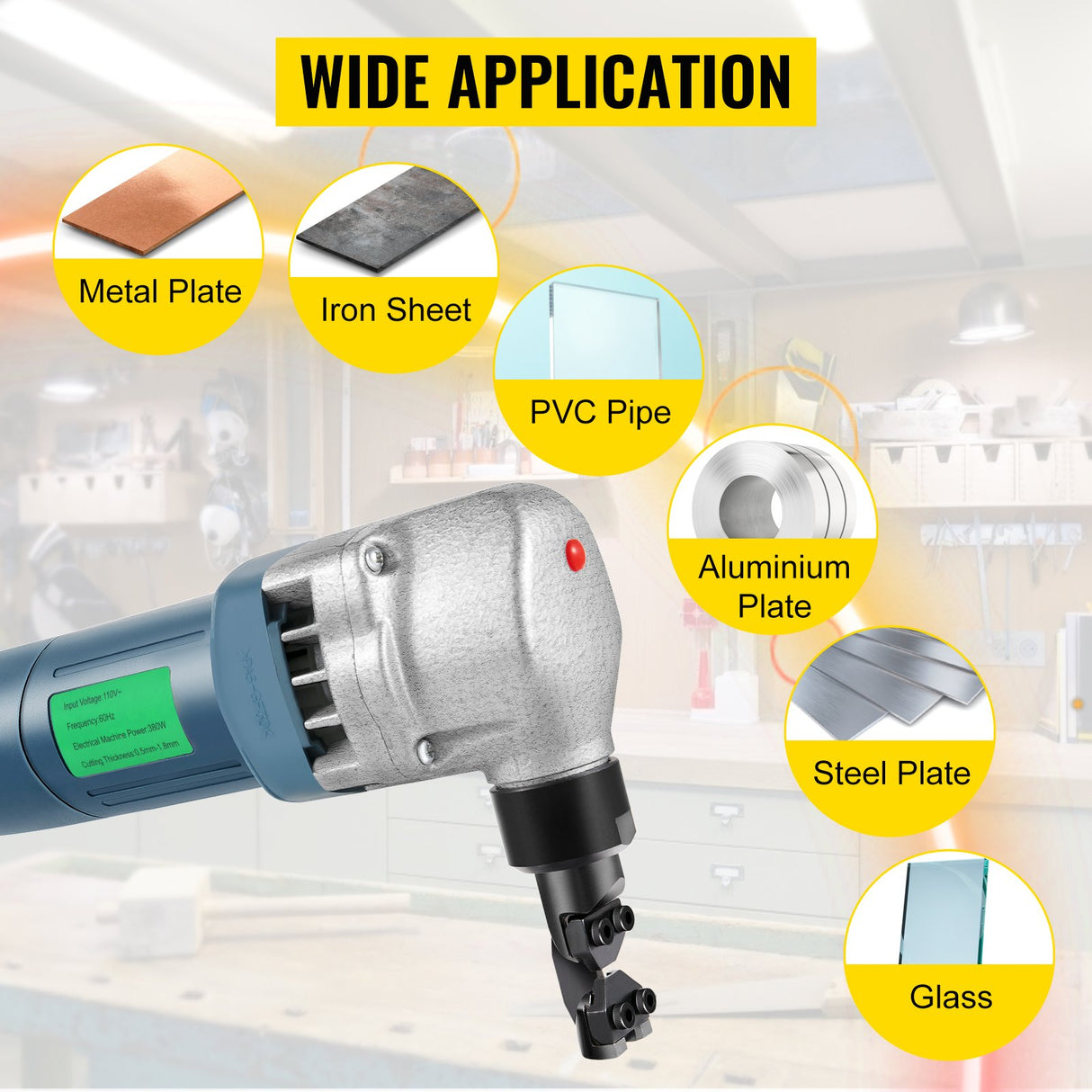 VEVOR Electric Nibbler 1.8mm Heavy Duty Metal Sheet Cutter Stainless Steel 380W