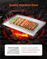 Stainless Steel Griddle, 23x16 inch Universal Flat Top Rectangular Plate, Gas Grill Griddle for BBQ Grill, Teppanyaki, Portable Family Cookware with Handle, for Camping Tailgating Party - Front View