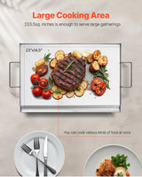 Stainless Steel Griddle, 23x16 inch Universal Flat Top Rectangular Plate, Gas Grill Griddle for BBQ Grill, Teppanyaki, Portable Family Cookware with Handle, for Camping Tailgating Party - Top-Down View
