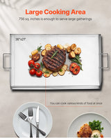 VEVOR 36x22 in Flat Top Griddle Stainless Steel Universal BBQ Grill Pan Cookware - Top-Down View