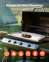 VEVOR 36x22 in Flat Top Griddle Stainless Steel Universal BBQ Grill Pan Cookware - Rear View