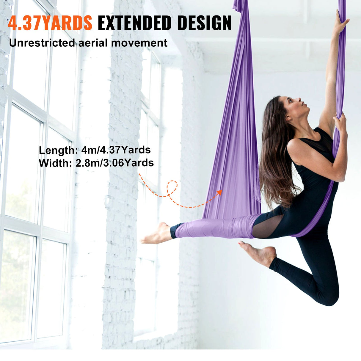 VEVOR Aerial Yoga Hammock & Swing, 4 m Length, Yoga Starter Kit with 100gsm Nylon Fabric, Full Rigging Hardware and Easy Set-up Guide, Antigravity
