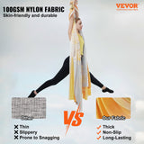 VEVOR Aerial Yoga Hammock & Swing, 5 m Length, Aerial Yoga Starter Kit with 100gsm Nylon Fabric, Full Rigging Hardware & Easy Set-up Guide, Antigravity Flying for All Levels Fitness Bodybuilding, Gold - Front View